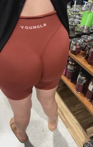 Thick blonde mom shopping in biker shorts w/ vtl