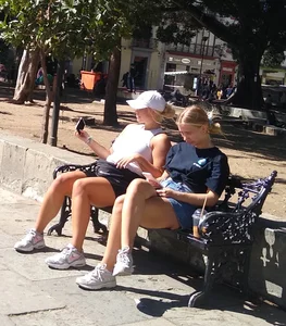 Thick legs, 2 sporty blondes