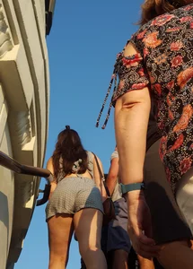 Slightly thick brunette at an observatory in short shorts with a nice booty