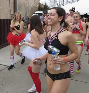 Sexy brunette in her panties for a panty run