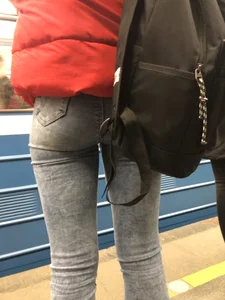 Perfect Ass in Tight Jeans Subway Closeup Creepshots