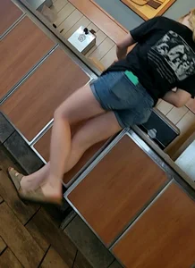 Tight black jean shorts on a babe, and a cute girl whos ass was nice