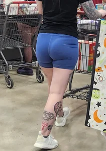 Out In The Wild 59 (tatted up bubble butt blue legging shorts)