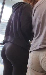 OC. Slim blonde nice butt with black leggings buried in her crack