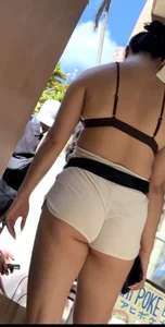Asian short shorts cheek peek