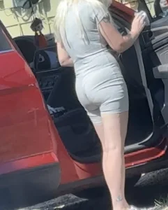Blonde milf cleaning out her car VTL