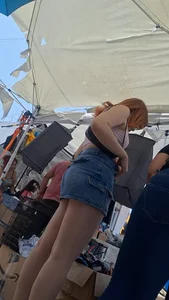 [oc] Beautiful lady with nice legs and sexy denim skirt