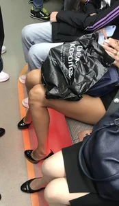Perfect Long Legs And Feet in Shoes on High Heels - Creepshot in a Subway Train