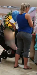 Pregnant blonde in tight grey sweats with big booty and vpl and hard nipples in tank top