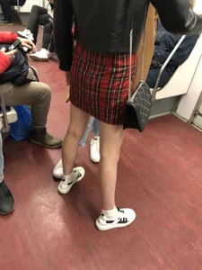 Hot slim legs in subway