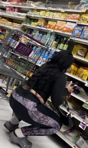 Thick mixed girl in leggings whaletail tease