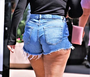 Fat ass in Jean Shorts