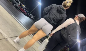 Gym Latina with thick ass and legs in spandex shorts OC