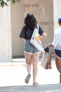 College cutie in frilly shorts