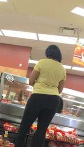 Big booty ebony milf out shopping in tight black leggings