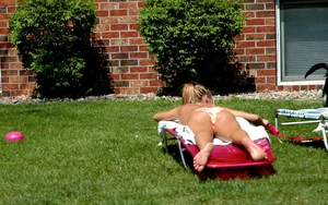 Candid girl laying out in bikini