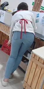 Teen at work in jeans