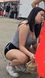 Busty asian with vpl
