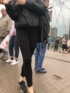 Cute Smoking Girl in Black Tights on the Crosswalk Creepshots Collection