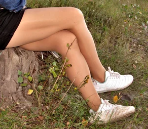 Sitting Cross-Legged on the Stump Legs Closeup