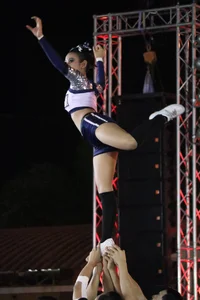 Bunch of athletic Thai cheerleaders at a competition