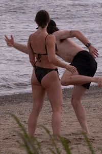 Playing in a bikini