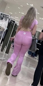 Ass in pink outfit