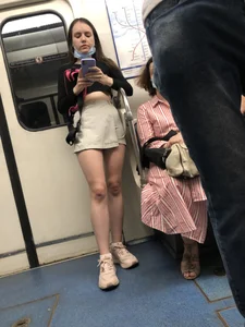 Cute Teen in Shorts, a Top and Sneakers Subway Huge Creepshots Collection