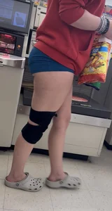 Blue spandex riding up on girls soft ass