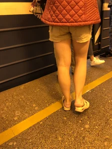 Nice Legs in Shorts And Feet in Slippers Subway Photos