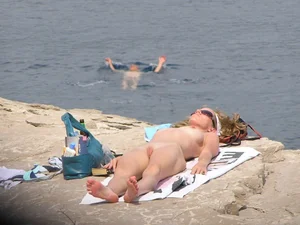 Nude beach and topless girls
