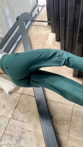 Bubble Butt In Green Pants (UP THE STAIRS + face shots)