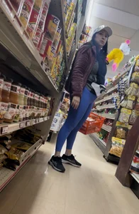 She wanted some attention in those tight blue leggings!