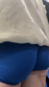 Stunning cheeked up gym girl shopping in blue shorts (OC)