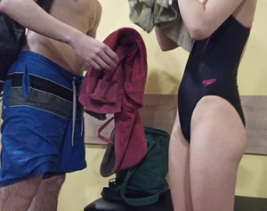 Girl in Slippers and Tights Locker Room Creepshots