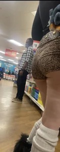 TINY animal print shorts. Cheeks out! (OC)
