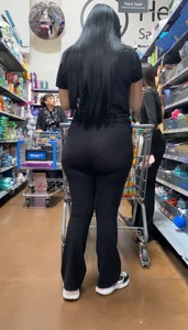 Almost see through leggings on milf