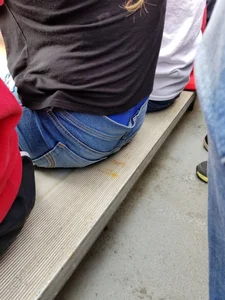 Girl in Denim Mini Shorts with Hot Legs at the Stadium Creepshots