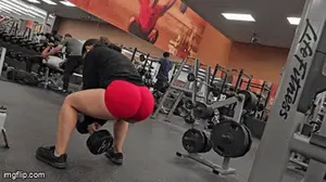 PHATTT Ass Squatting in Red Tight Spandex (GIF at end)