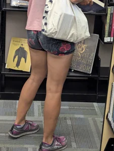 Nice bubble in tight shorts at library