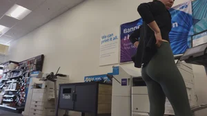 Green Lululemons Bent Over at Fedex