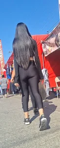 Petite Latina with sexy figure and cute face in black leggings [oc]