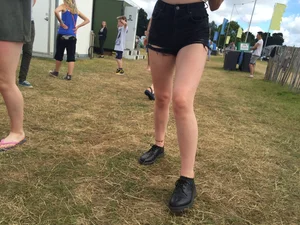 Hot candid teens in shorts at the countryside festival, amazing set of creepshots