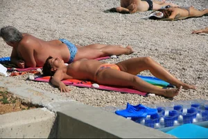Nude beach girls in Baska, Croatia
