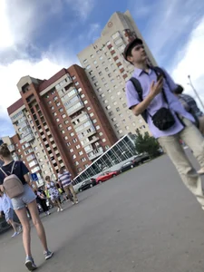 Girl in Striped Shorts with Long Thin Hot Legs City Candid