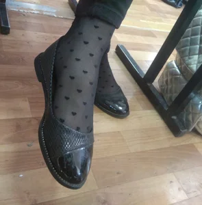 Candid teens' feet in flats, shoes, black pantyhose closeups in classroom and on the street