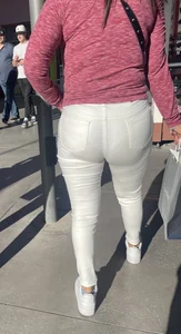 See-through white pants with amazing VPL