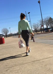 Sexy ass Target babe in grey Lulus with a nice ass