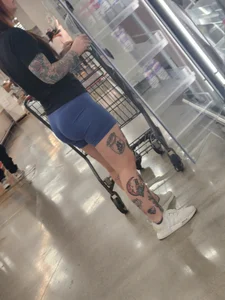Out In The Wild 59 (tatted up bubble butt blue legging shorts)