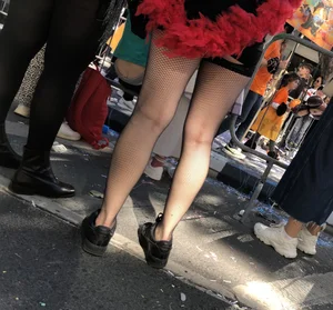 Carnival girls wearing pantyhose, spandex shorts, stockings, skirts and other outfits